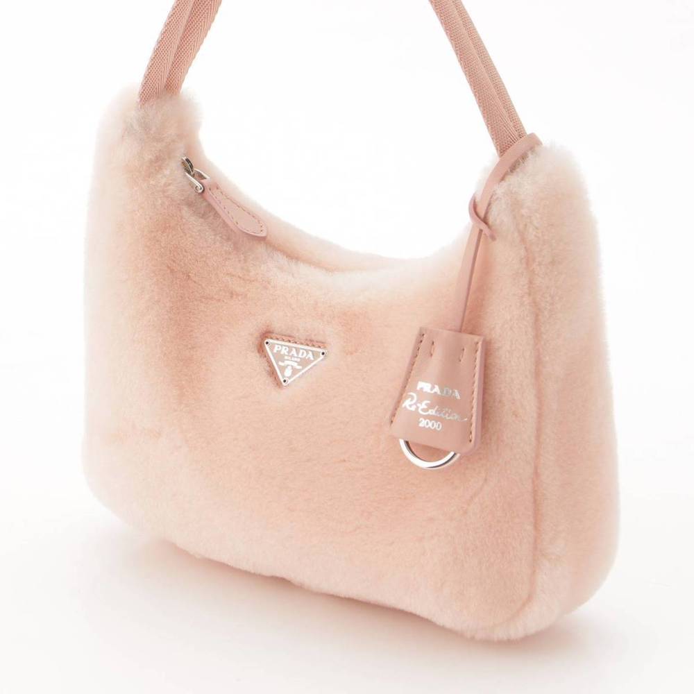 Prada Mini Triangle Pink Mouton Shoulder Bag Handbag